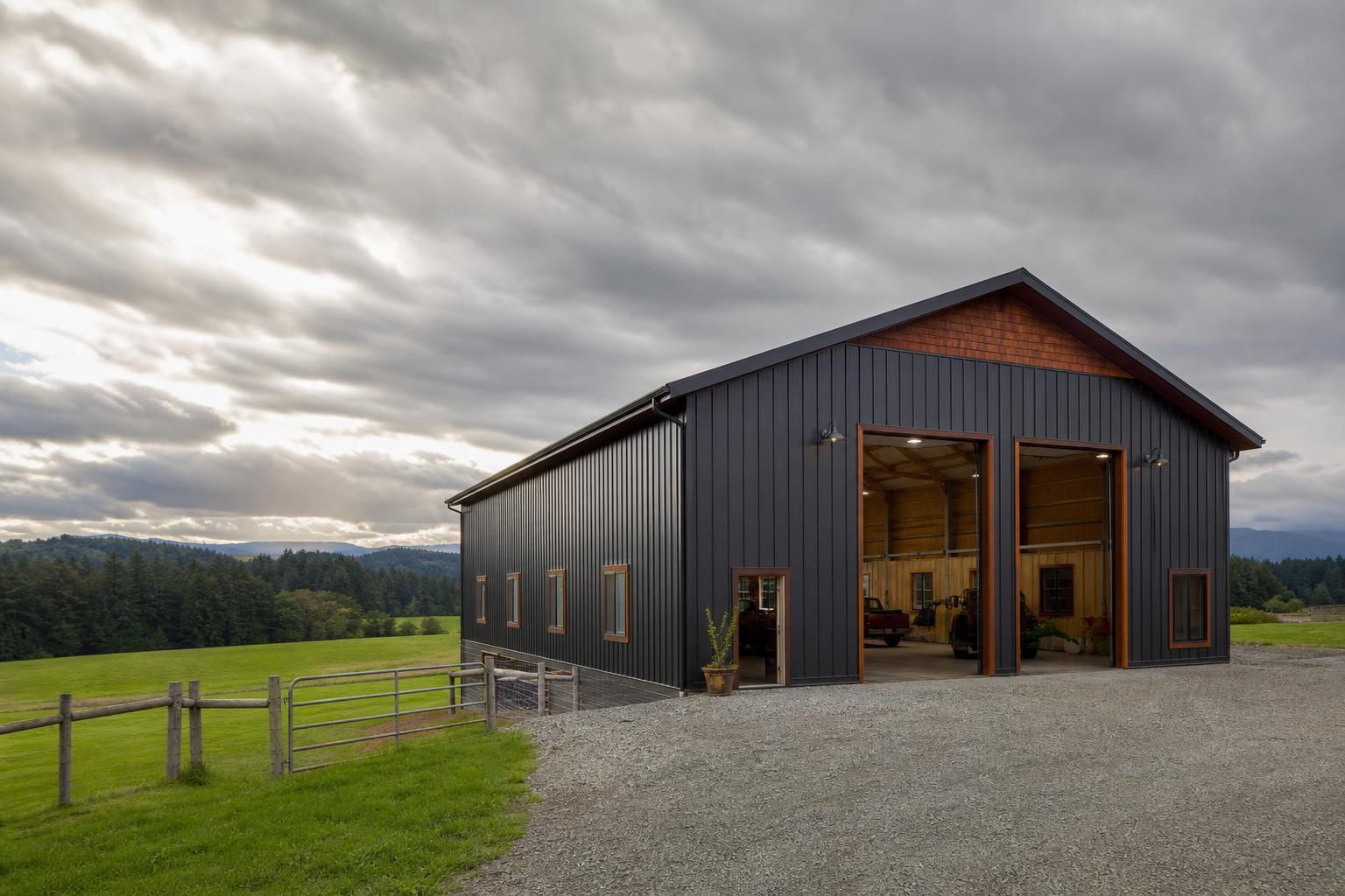 Pole Barns & Shops project built by Cedar Moon Structures in Oregon